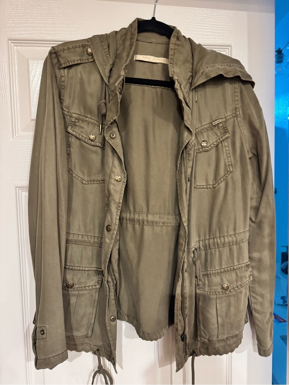 Max Jeans Olive Green Hooded Utility Jacket
